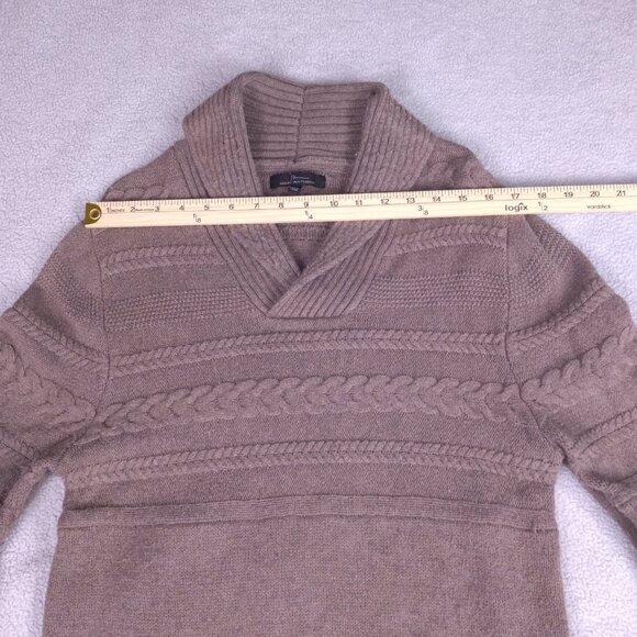 Marc Anthony Men’s Shawl Collar Sweater Medium Tan Cable Knit Pullover - Picture 11 of 16